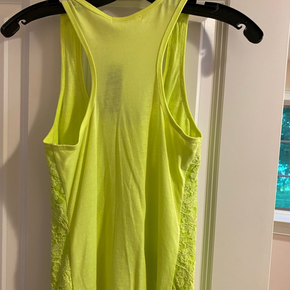 Garage Neon Yellow Lace Razorback Tank - Picture 6 of 7